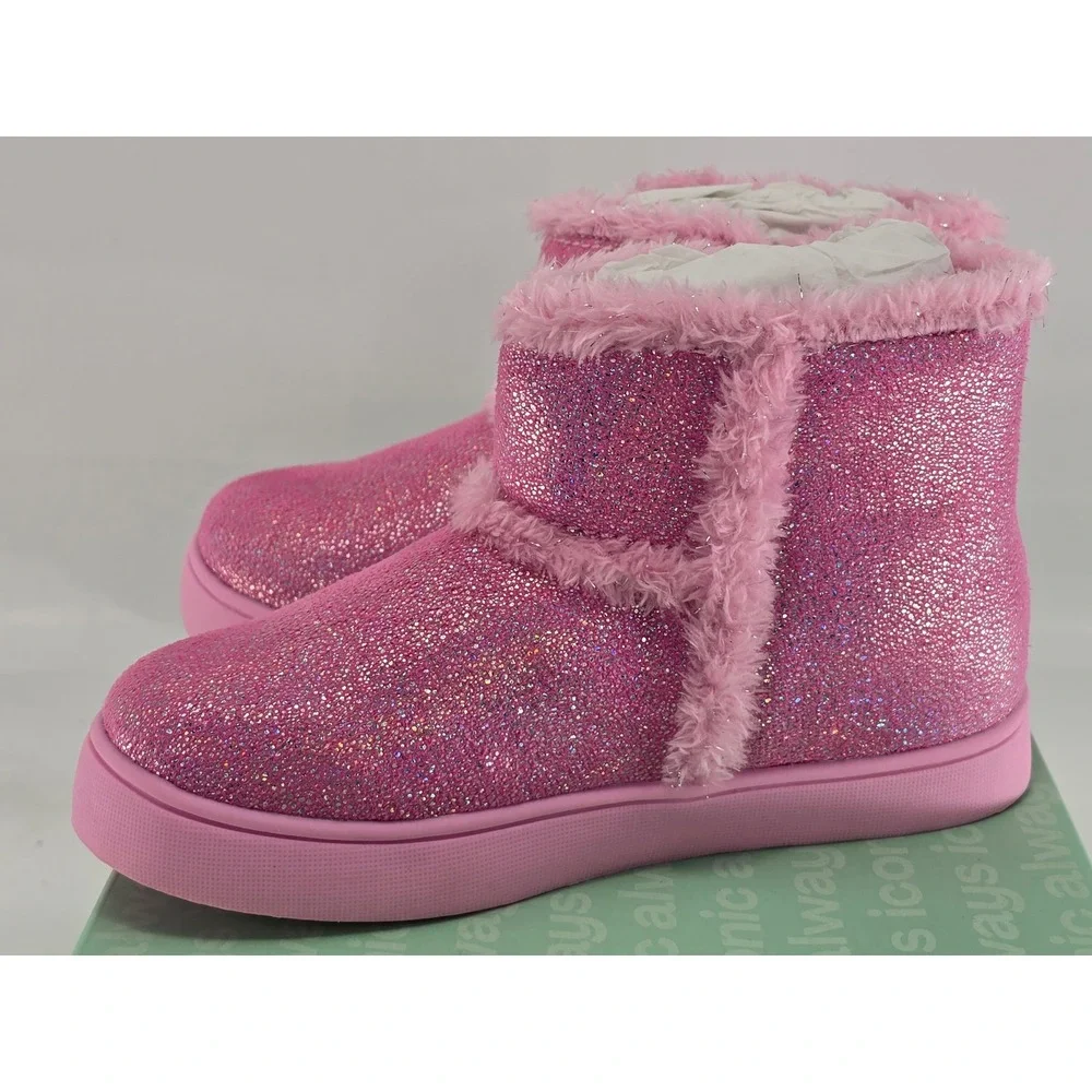 Dr. Scholls Madichilltdr Pink Glitter Boots Toddler Size 11M Faux Fur - New